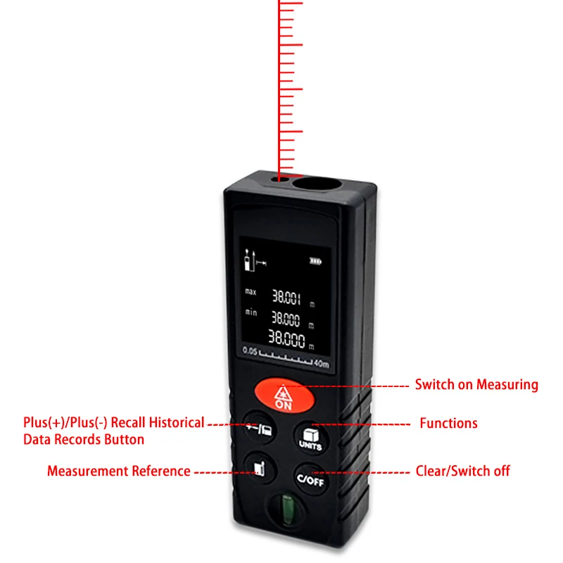 Высокая точность и красивая ударопрочная цифровая Площадь Объем 40 м 60 м 80 м 100 м портативный лазерный дальномер
