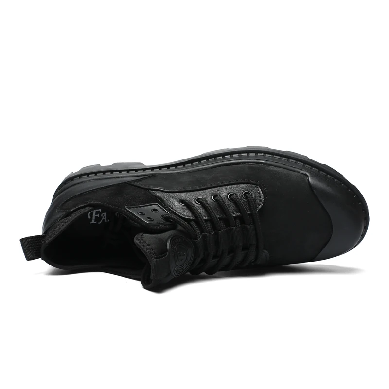 Супер зимняя повседневная обувь мужские короткие ботинки ручной работы из натуральной кожи, Нескользящие мужские ботинки теплые зимние мужские кроссовки черного цвета