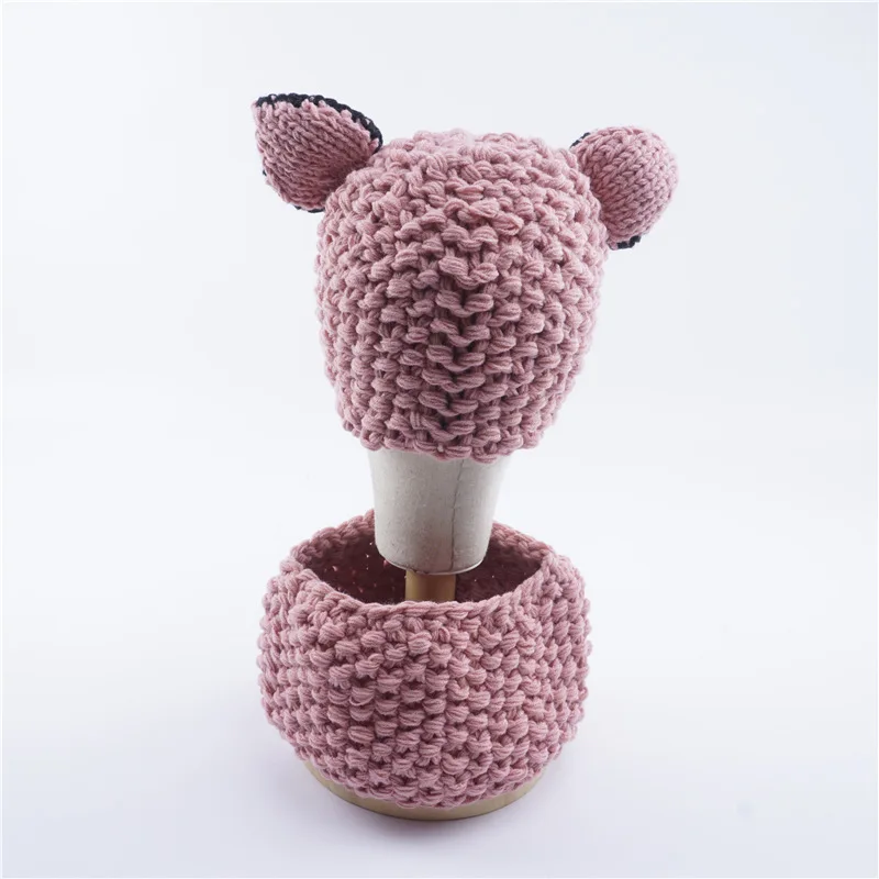 Lovely cartoon Children's baby beanie warm hat cute fox hat scarf & hat sets knitted bib cap