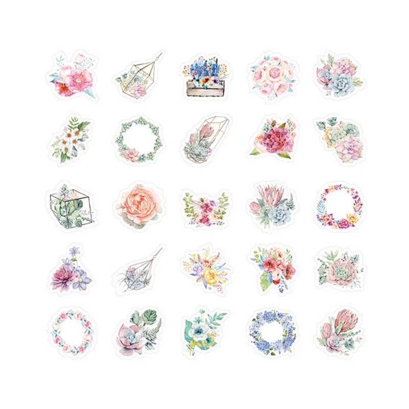 

20packs/lot Different Flowers Leaves Decorative DIY Diary Album Paper Scrapbooking Adhesive Stickers supply for School Office