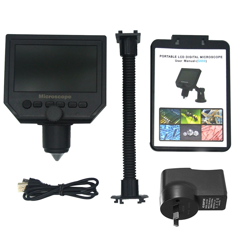 

G600 Portable LCD Digital Microscope with High Brightness 8 LEDs and Built-in Lithium Battery Usb Microscope Microscopio