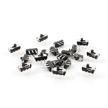 

High Quality 20 Pcs On/Off/On DPDT 2P2T 6 Pin Vertical DIP Slide Switch 9x4x3.5mm