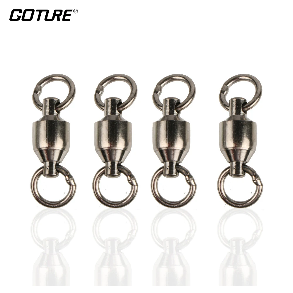 

Goture Brand 200 Pieces/Lot Hyper Fishing Ball Bearing Swivels, Welded Rings Size 2# 4# 6# 8# Double Color Sent By Random