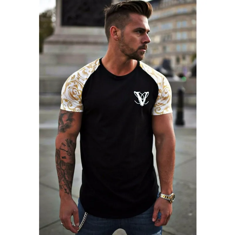 

YEMEKE Brand T-Shirts 2019 Summer Short Sleeve O-neck Stripe Printed Loose Slim T shirt Mens Tops Tee