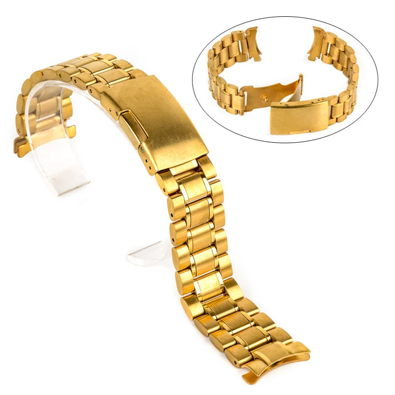 Stainless Steel Metal Strap Watch Band Unisex Bracelet Double Fold Deployment Clasp Watch Buckle18 20 22 24mm watch wrist band