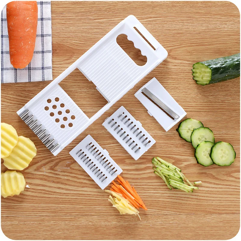 

Hot 5 in 1 Multi-Function Plastic Vegetable Fruit Slicers Cutter Adjustable Stainless Steel Carrot Grater Onion Vegetable Slicer