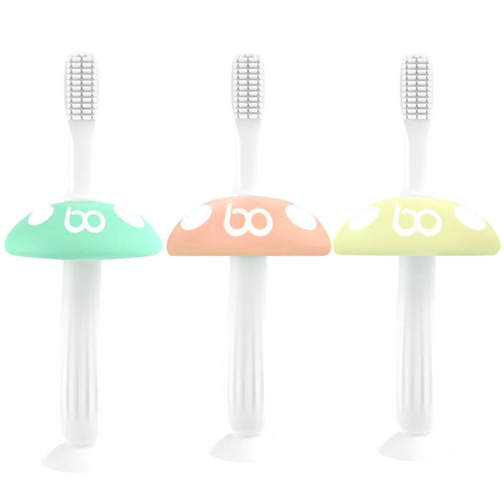 Силиконовые мягкие волосы учебная зубная щетка Детские зубной гель детские молочные набор зубных щеток 0-3 года мягкие щетины BPA бесплатно