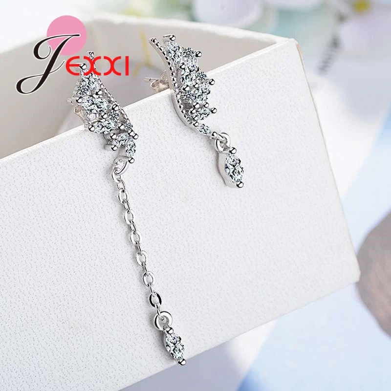 

2 Colour Cute Kangaroo Shape 925 Sterling Silver Needle Asymmetry Earrings With Shiny Cubic Zirconia Women Girls Party Jewelry