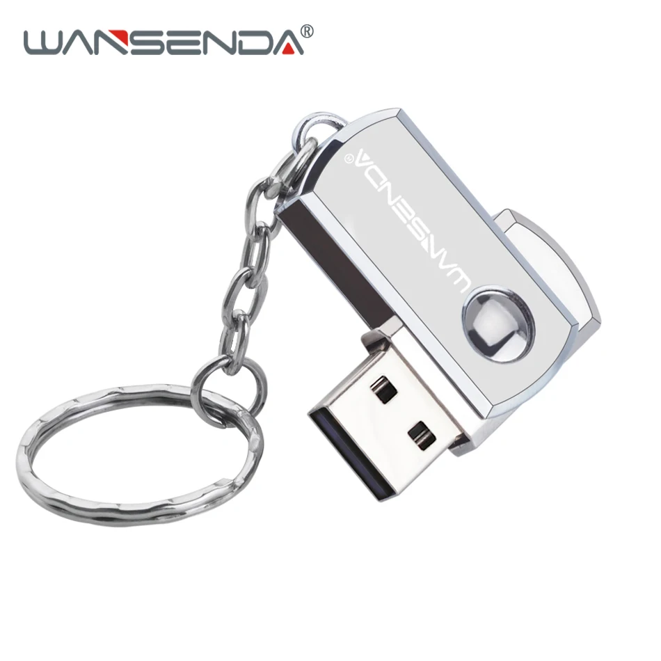 

WANSENDA Key Chain USB Flash Drive 64GB Metal Pen Drive 32GB 16GB 8GB Rotation Pendrives 128GB Usb Flash Memory Stick