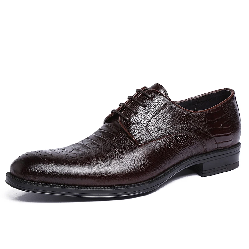 

2016 New Fashion Genuine Leather Formal Man Crocodile Print Oxfords Round Toe Men's Dress Wedding Party Flats Shoes GLM1242