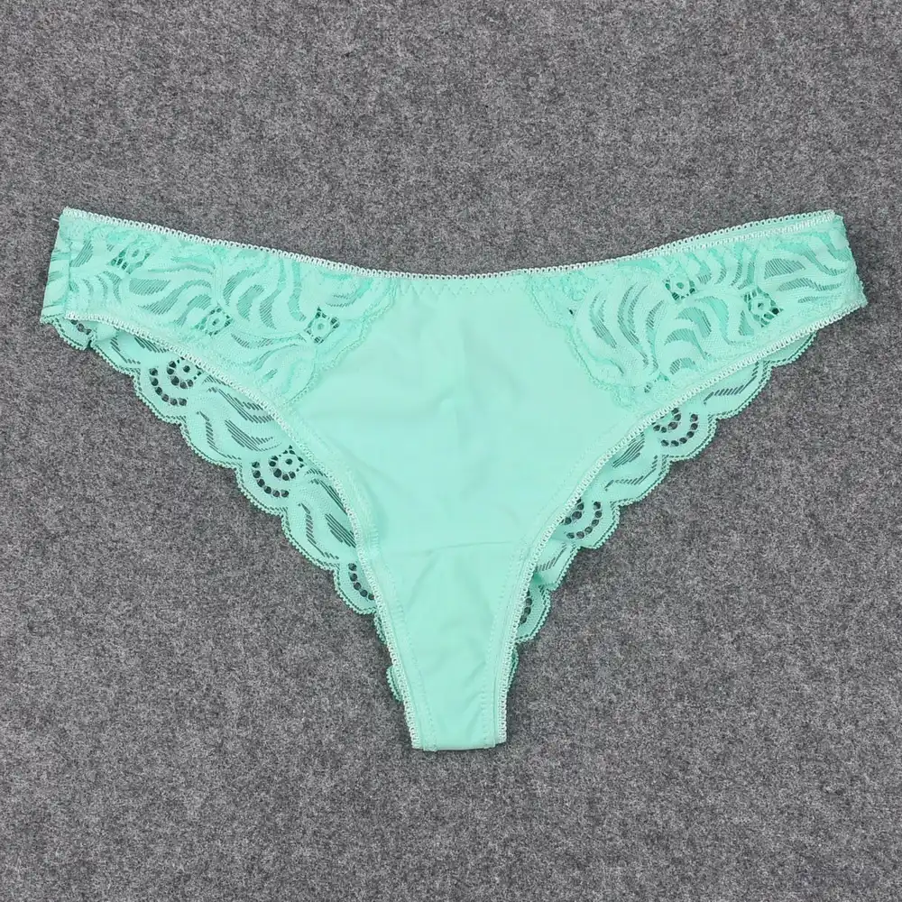 Turquoise see through with pretty flower detail tanga G String size 10//12
