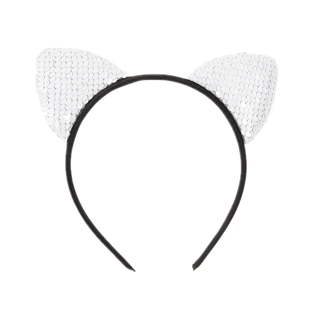 Yundfly New Glitter Can Flip Sequins Cat Ear Girl Hair Band Kids Baby Cute Cat Ear Hair Bands Halloween Headdress Gifts baby accessories designer