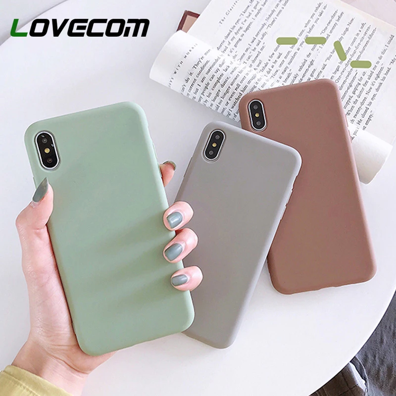 

LOVECOM Cute Solid Candy Color Phone Cases For iPhone XS Max XR 6 6S 7 8 Plus X XS Soft Silicone TPU Simple Fashion Back Cover