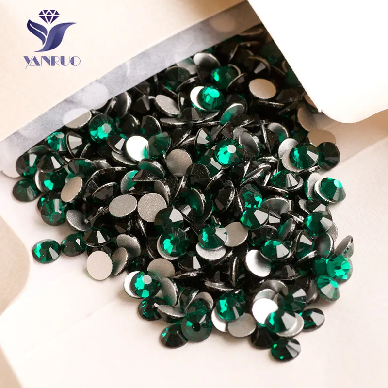 

YANRUO 2058NoHF SS16 3.8-4.0mm Emerald Rhinestones Non Hotfix Glass Stones Dress Glue On For Garment Accessories