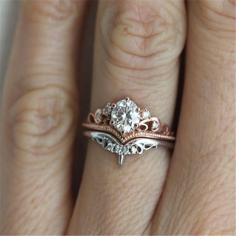 Luxury Wedding Ring Set Couple Love Stone Rings for Women Jewelry Ladies Accessories Ring Bague Femme Wholesale Anel O4N989