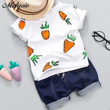 Melario/детская одежда летняя одежда для маленьких мальчиков и девочек хлопковый комплект, спортивный костюм с принтом фруктов для мальчиков, футболка+ шорты