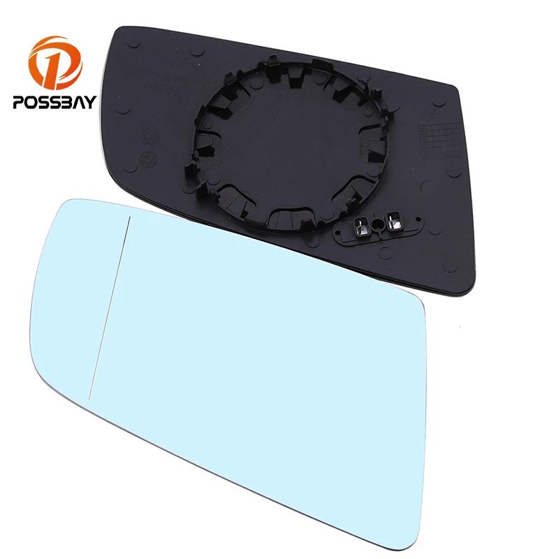 

POSSBAY Car Accessories Right/Left Side Wing Mirror Rearview Glass Heat with Holder for BMW E60 E61 E63 E64 Blue Lens