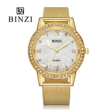 BINZI Or Femmes Montre De Mode Lady Robe De Quartz Montre Femmes Strass Casual Montre-Bracelet En Cristal Reloje Mujer Relogio Feminino