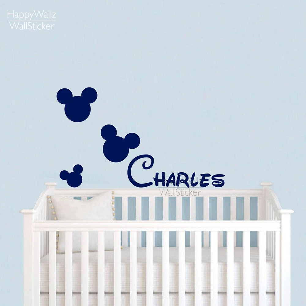 

Micky Mouse Name Wall Sticker DIY Custom Name Wall Decal Kids Room Children Name Wall Decor Baby Nursery Name Wallpaper 501C