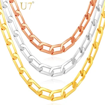 

U7 Hot Long Necklace Fashion Jewelry Rose Gold Color 6MM 76cm Men Chain Necklace Wholesale N567