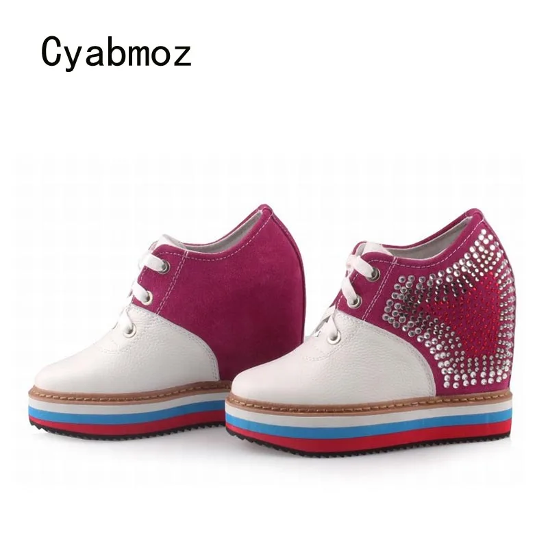 Cyabmoz Women Shoes Woman Platform Wedge Sexy High heels Rhinestone Height increasing Mixed colors Party Zapatos mujer | Обувь