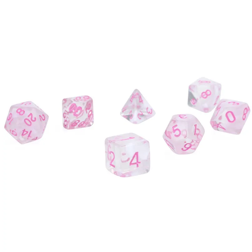 7Pcs For Party Game Dungeons & Dragons Polyhedral D4-20 Multi Sided Acrylic Dice for TRPG game lovers #2p09 (15)