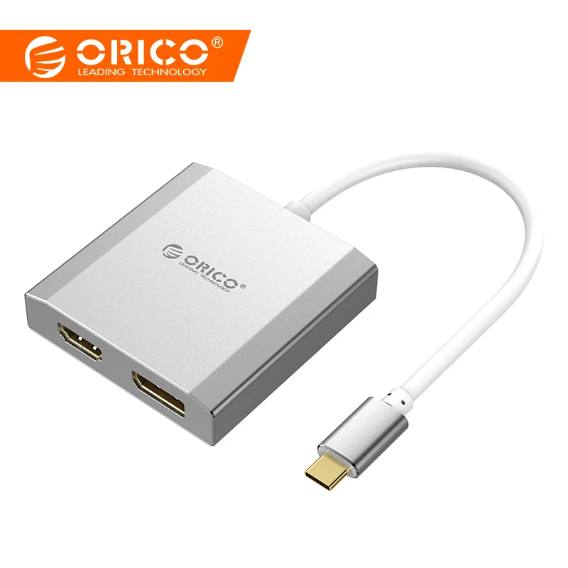 

ORICO Sliver Type-C to HDMI+DP 4K HD Resolution Video Cable Large Screen Display Adapter Cable For PC Laptop Tablet Phone