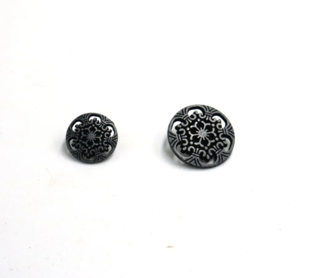 15mm&20mm bronze&silver Shank Button Metal Buttons Hollow Carved Flower Sewing Metal Buttons 20pcs 5