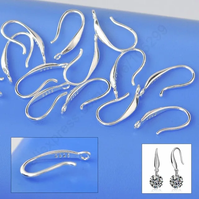 

Genuine Solid 925 Sterling Silver Earring Smooth Hook Ear Wires DIY Earring Accessories 50PCS/Bag Wholesale Price