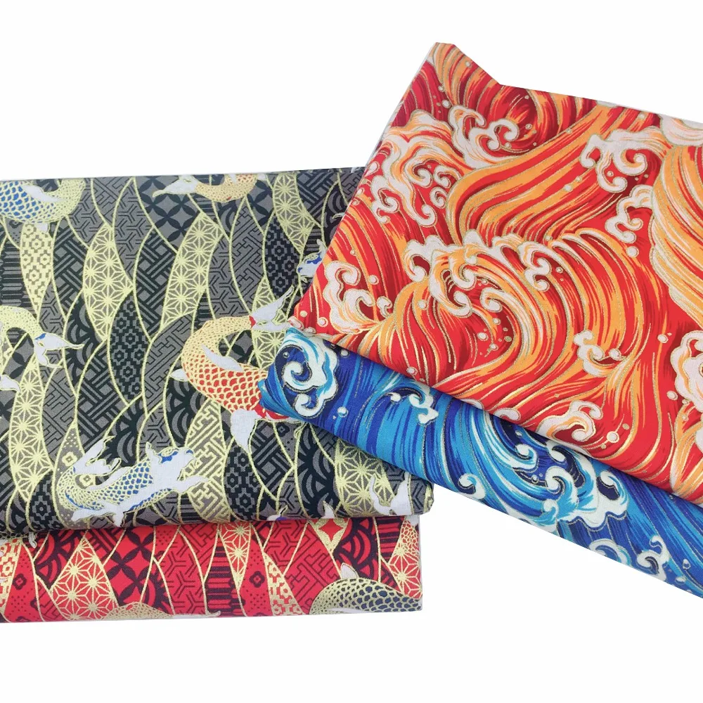 Японский стиль Карп Сакура ткань с бабочками размером 45*45 см DIY скатерти ремесло лоскутное Декор ручной работы хлопок сатин бронзовая краситель-реагент