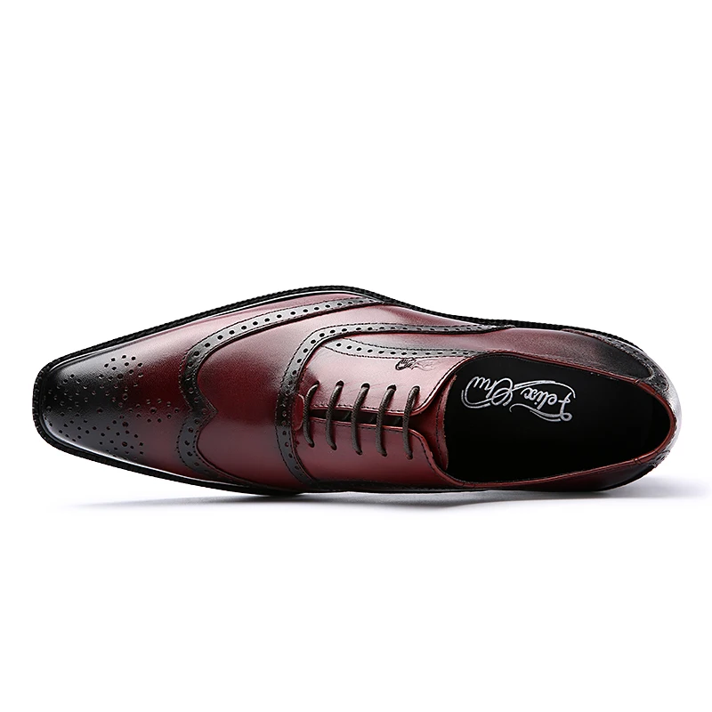 Nas Oxford Luxo Genuíno Couro Chu Lace Festa Vestido burgundy Asas Felix Brogue Formal Escritório Com Sapatos Up Casamento Borgonha Das Pontas Clássico Homens Do Black Dos 6PXqPwt