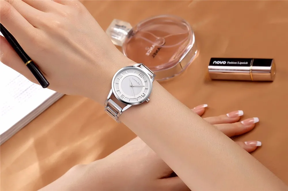 Роскошный бренд CRRJU Relogio Feminino часы женские часы из нержавеющей стали часы Дамская мода повседневные часы кварцевые наручные часы