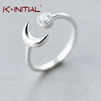 Kinitial 1Pcs Hot Sale  Open Crescent Moon Knuckle Finger Ring Women Knuckle Half Moon Crystal Ball Ring Free Shipping