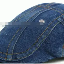 1 шт./лот английский стиль человек джинсовые кепки мужские повседневные однотонные хлопковые береты