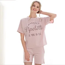 Летняя брендовая Домашняя одежда женский Повседневные принты пижамные комплекты Для женщин с рукавами «летучая мышь» футболка+ шорты женские хлопковый пижамный комплект