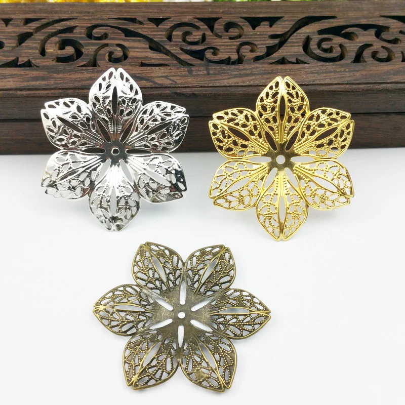 20pcs 43mm Filigree  flower Wraps Metal Charms For Embellishment Scrapbook DIY Jewelry Craft  Wraps Connectors Metal Crafts