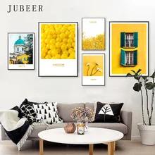 Ins желтый шар плакат пейзаж деревенский декоративная живопись настенные картины для гостиной домашний декор