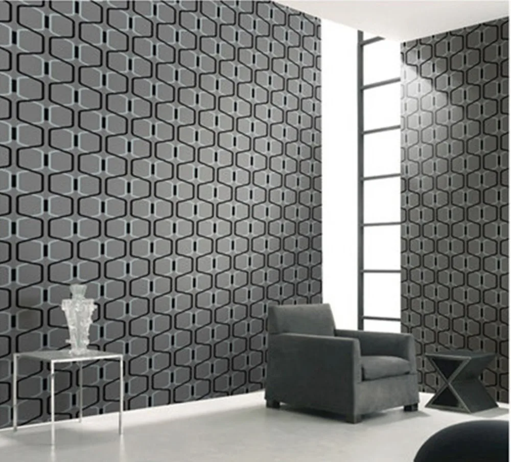 Designer Grey 3D Geometric Modern Velvet Wallpaper Textile