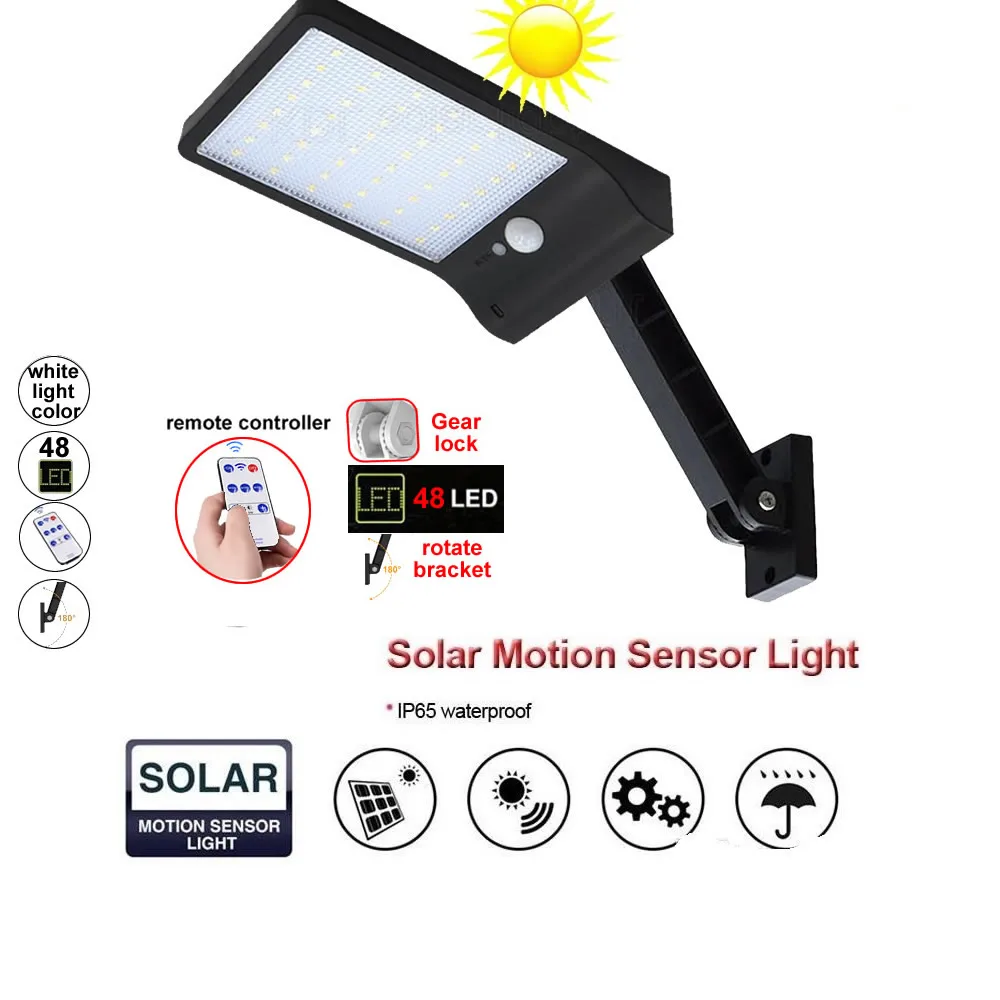 

48 leds 3 Modes Pole SMD Solar Lamp Waterproof Outdoor Lightg Garden Lights Courtyard PIR Motion Sensor Emergency LED S L