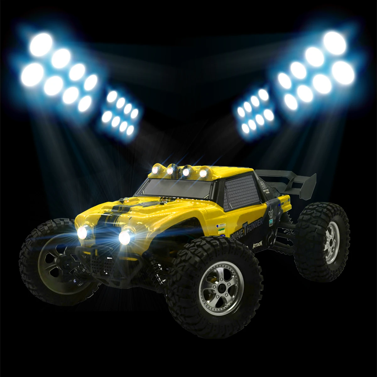 

Keliwow 12891 1:12 4WD Brushed 2.4G High Speed Buggy RC Car Waterproof Electric Buggy With 6 LED Light (Yellow) US Plug Gift Toy