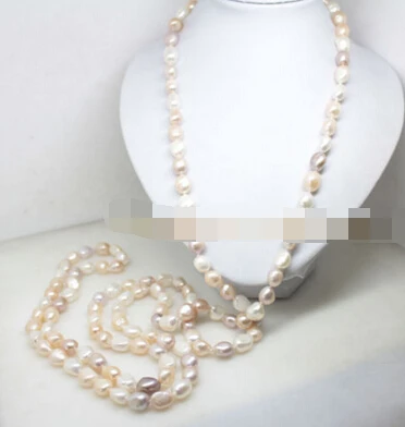 

HOT 003529 natural white pink lilac large baroque pearl gem handmade necklace 62"long