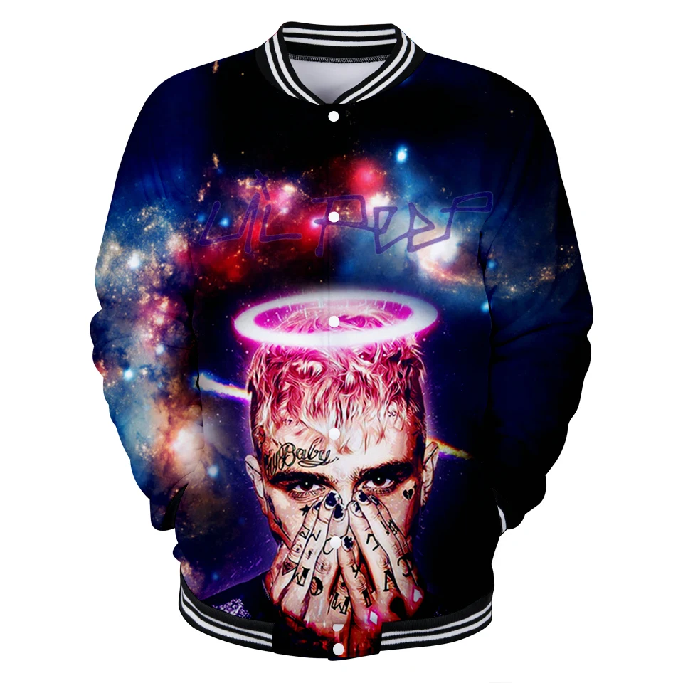 

WEJNXIN Lil Peep 3D Starry Sky Baseball Jacket Men Women Harajuku Hip Hop Rapper Singer Hoodies Zipper Tracksuit Unisex Sudadera