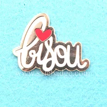 Пользовательские белой эмалью I Love You Золото закончил слова нагрудных Шпильки