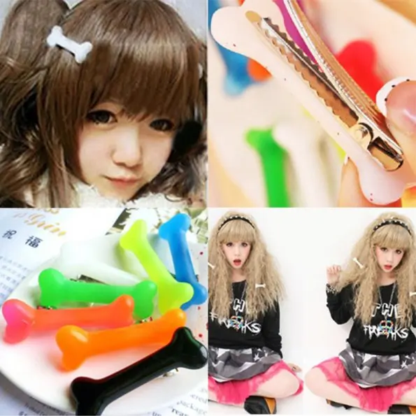 bow hair clip 1 Pair Colorful Fashion Lovely Women Gril Headwear Barrettes Hair Band Accessories Vivid Dog Bone Hair Clips Side Hairpin alice headband