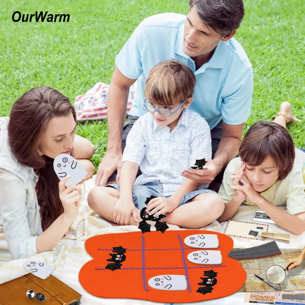 

OurWarm Funny Tic Tac Toe Games Halloween Educational Game Felt Pumpkin Tic Tac Toe Home Kids Gifts Game 45cm*43cm