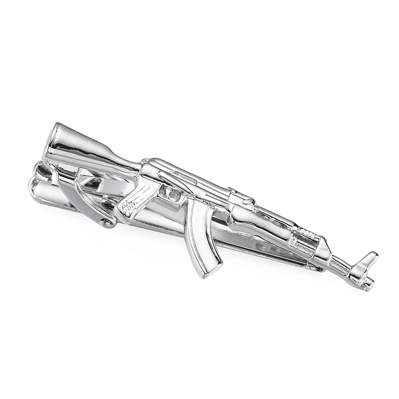 High end men brand tie clip silver AK47 machine gun tie clip Fashion
