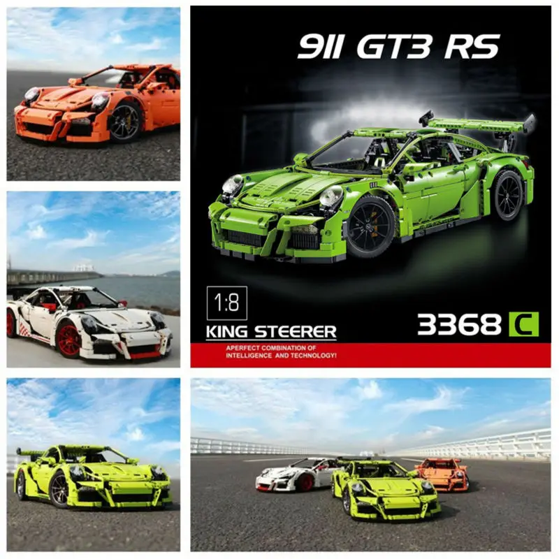 

in shock lepin Technic withlego Super car 911 GT3 RS building block model collection White,Orange,Green toys for children gifts