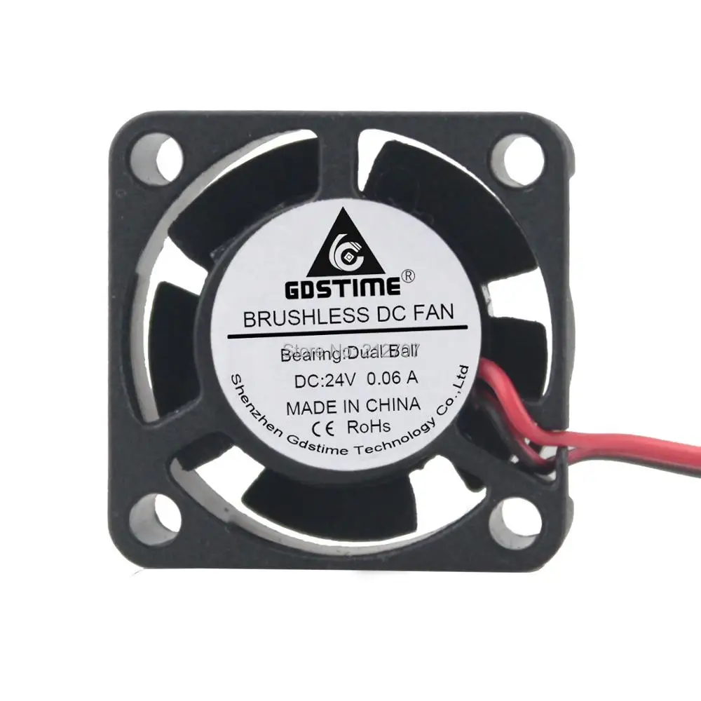 

Gdstime Mini 24V 25mm Ball Bearing 2Pin 25x25x10mm 2510 Brushless DC Cooling Cooler Heatsink Fan