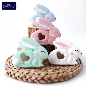 

1pc Baby Teether Silicone Charm Rabbit Pendant Beads BPA Free Teething Accessories Silicone Beads Teething Pacifier Chain Toys