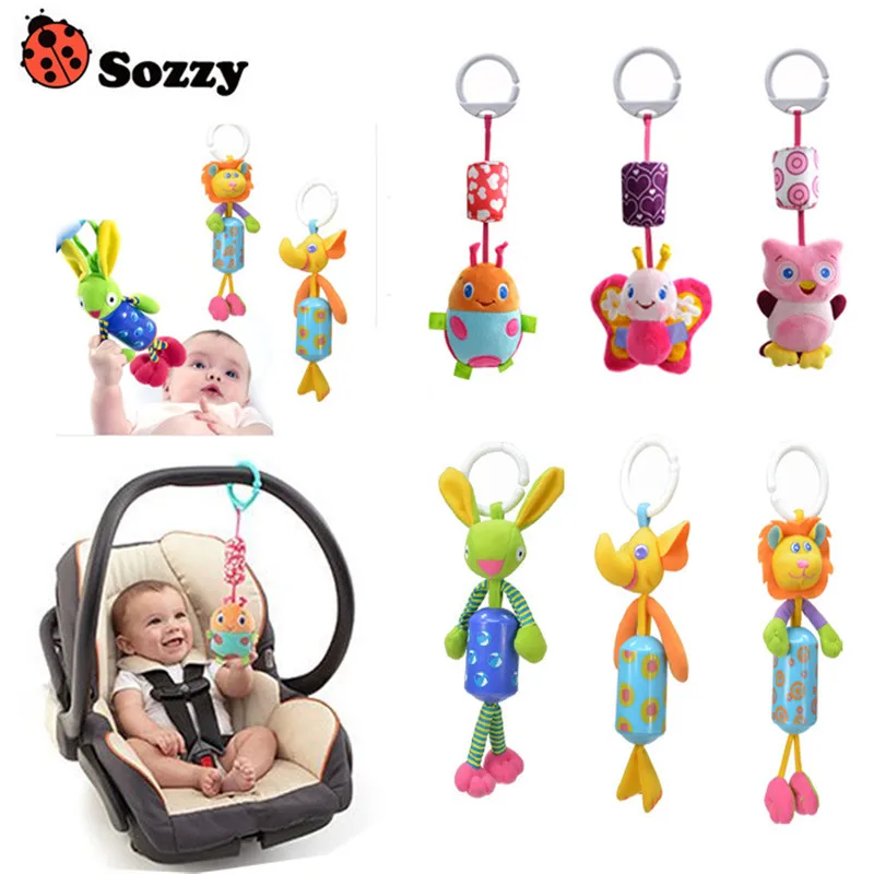 

Sozzy 5pcs/lot Cute Animal Baby Ratlle Toy Baby Mobile Bed Hanging Wind Chimes Ring Bell Plush Dolls Toys